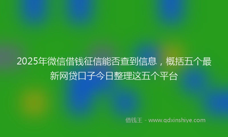 2025年微信借钱征信能否查到信息，概括五个最新网贷口子今日整理这五个平台
