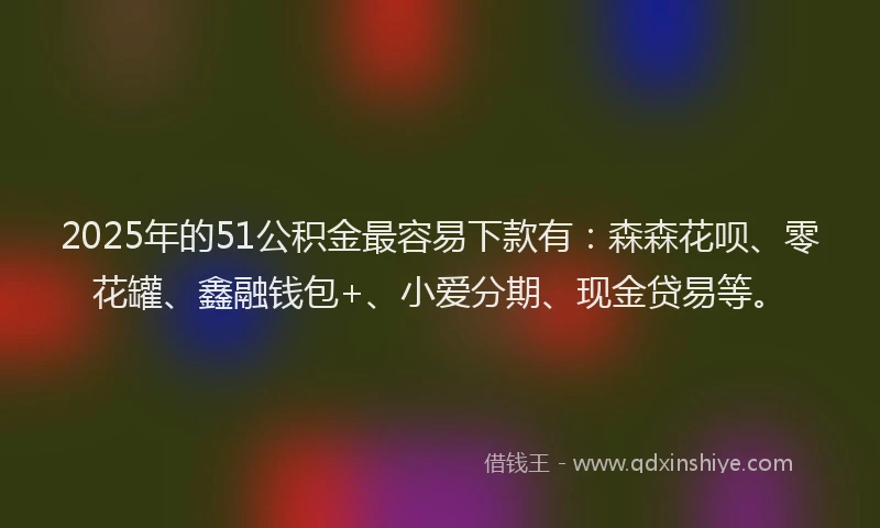 2025年的51公积金最容易下款有：森森花呗、零花罐、鑫融钱包+、小爱分期、现金贷易等。