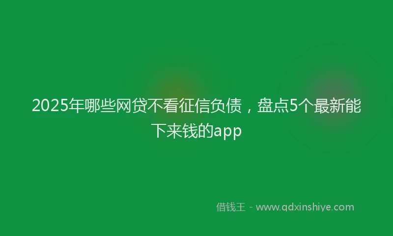 2025年哪些网贷不看征信负债，盘点5个最新能下来钱的app