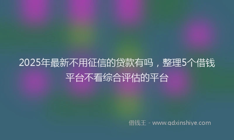 2025年最新不用征信的贷款有吗，整理5个借钱平台不看综合评估的平台