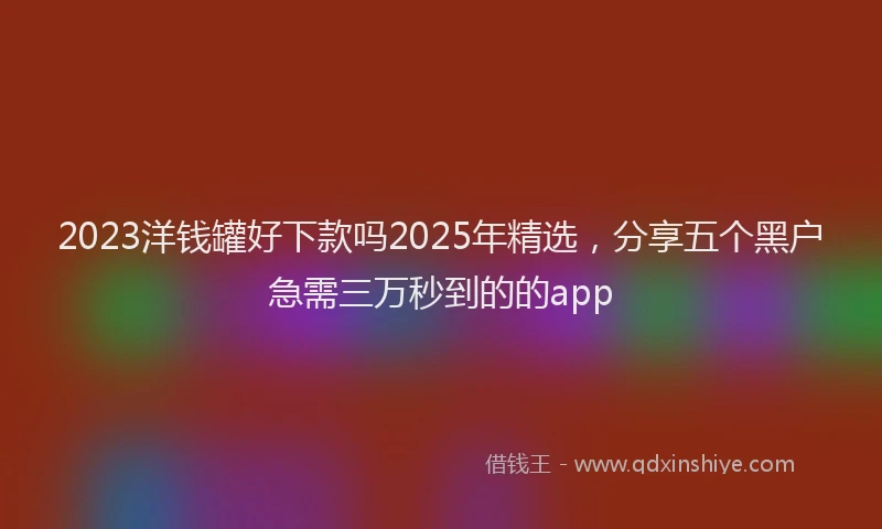 2023洋钱罐好下款吗2025年精选，分享五个黑户急需三万秒到的的app