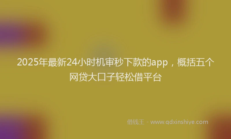 2025年最新24小时机审秒下款的app，概括五个网贷大口子轻松借平台