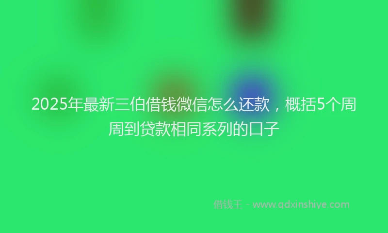 2025年最新三伯借钱微信怎么还款，概括5个周周到贷款相同系列的口子
