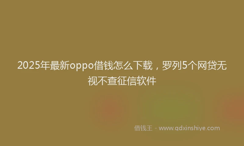 2025年最新oppo借钱怎么下载，罗列5个网贷无视不查征信软件