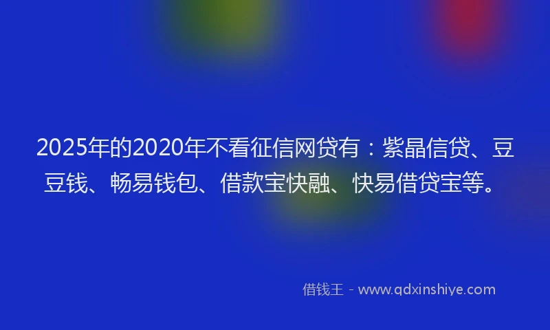 2025年的2020年不看征信网贷有：紫晶信贷、豆豆钱、畅易钱包、借款宝快融、快易借贷宝等。