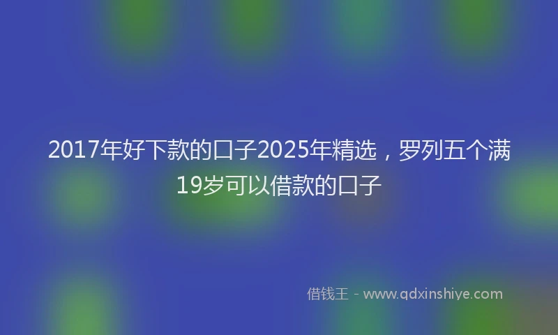 2017年好下款的口子2025年精选，罗列五个满19岁可以借款的口子