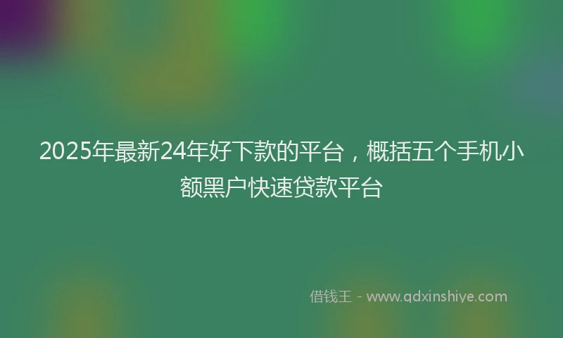 2025年最新24年好下款的平台，概括五个手机小额黑户快速贷款平台