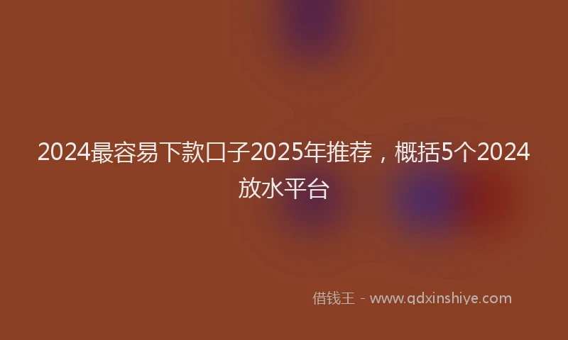 2024最容易下款口子2025年推荐，概括5个2024放水平台