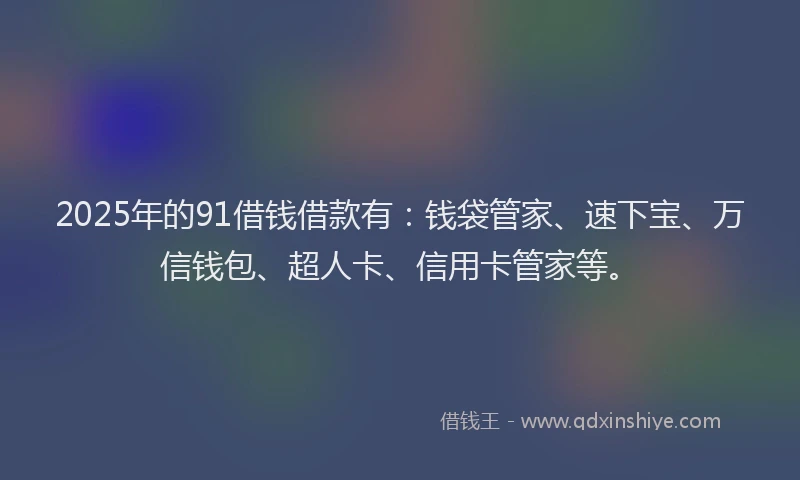 2025年的91借钱借款有：钱袋管家、速下宝、万信钱包、超人卡、信用卡管家等。