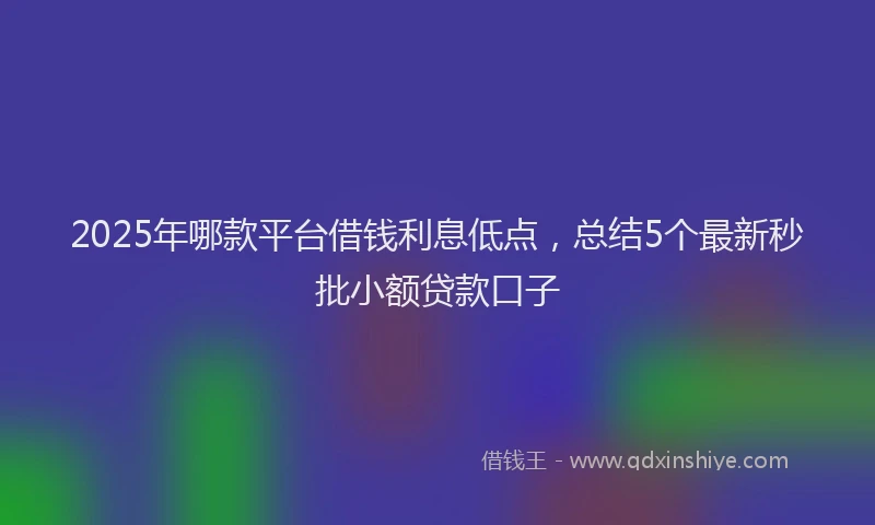2025年哪款平台借钱利息低点，总结5个最新秒批小额贷款口子