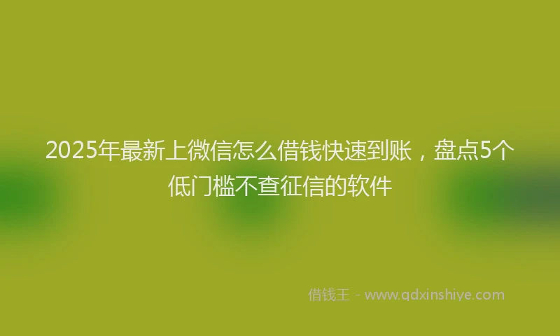 2025年最新上微信怎么借钱快速到账，盘点5个低门槛不查征信的软件