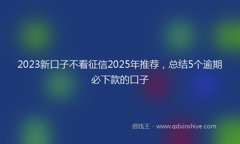 2023新口子不看征信2025年推荐，总结5个逾期必下款的口子