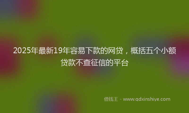 2025年最新19年容易下款的网贷，概括五个小额贷款不查征信的平台