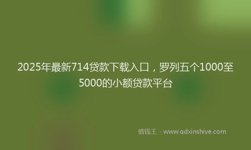 2025年最新714贷款下载入口，罗列五个1000至5000的小额贷款平台
