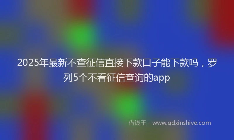 2025年最新不查征信直接下款口子能下款吗，罗列5个不看征信查询的app