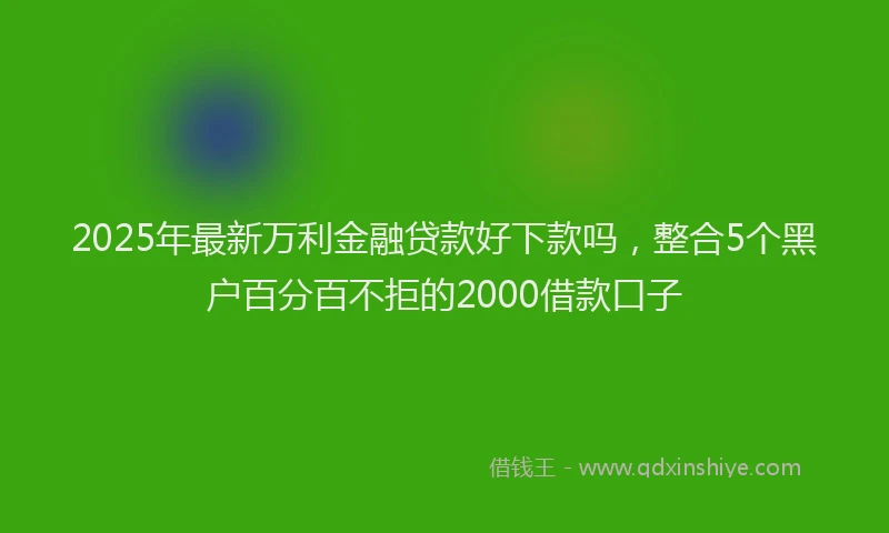 2025年最新万利金融贷款好下款吗，整合5个黑户百分百不拒的2000借款口子