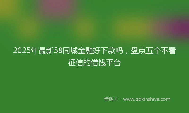 2025年最新58同城金融好下款吗，盘点五个不看征信的借钱平台