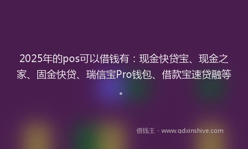 2025年的pos可以借钱有：现金快贷宝、现金之家、固金快贷、瑞信宝Pro钱包、借款宝速贷融等。
