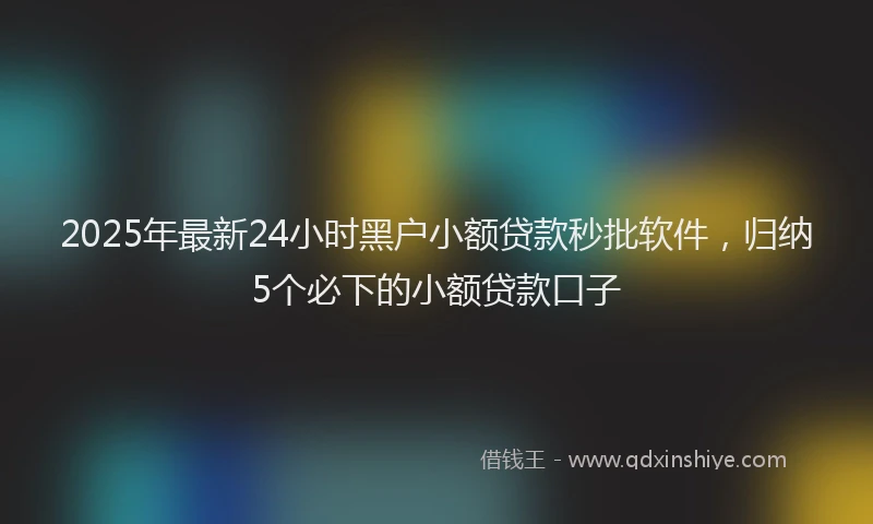 2025年最新24小时黑户小额贷款秒批软件，归纳5个必下的小额贷款口子