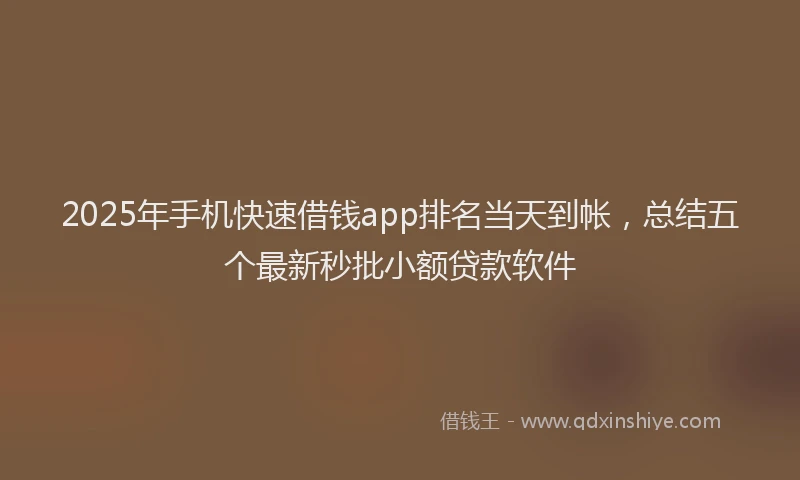 2025年手机快速借钱app排名当天到帐，总结五个最新秒批小额贷款软件
