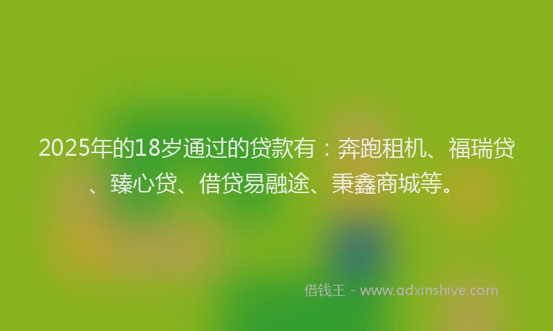 2025年的18岁通过的贷款有：奔跑租机、福瑞贷、臻心贷、借贷易融途、秉鑫商城等。
