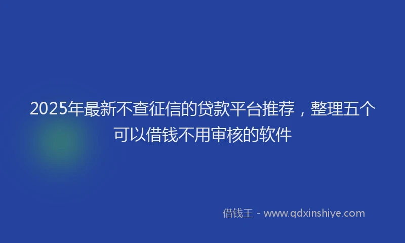 2025年最新不查征信的贷款平台推荐，整理五个可以借钱不用审核的软件