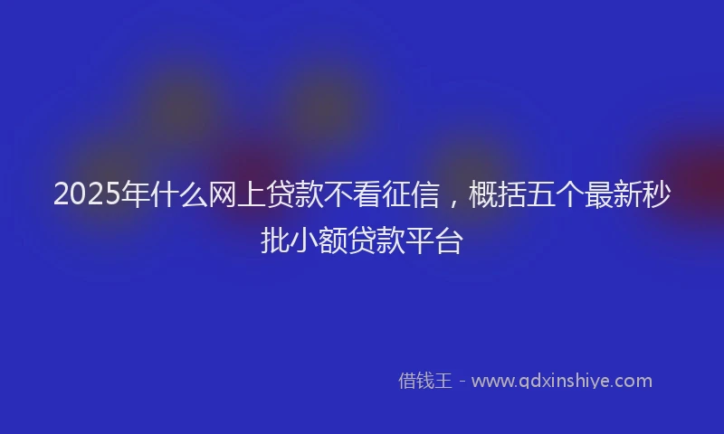 2025年什么网上贷款不看征信，概括五个最新秒批小额贷款平台