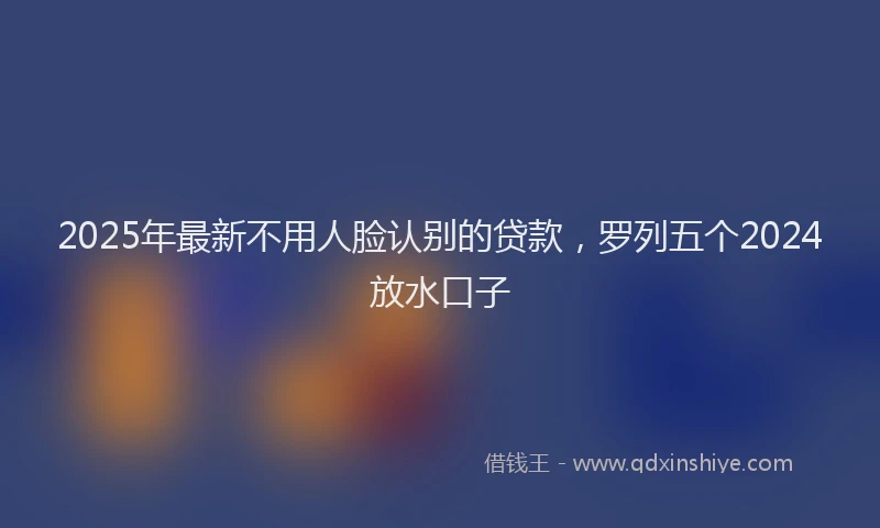 2025年最新不用人脸认别的贷款，罗列五个2024放水口子
