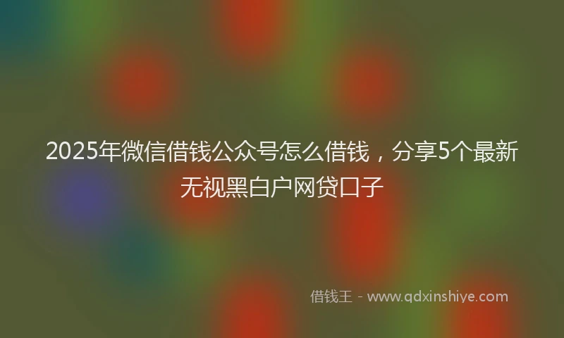 2025年微信借钱公众号怎么借钱，分享5个最新无视黑白户网贷口子