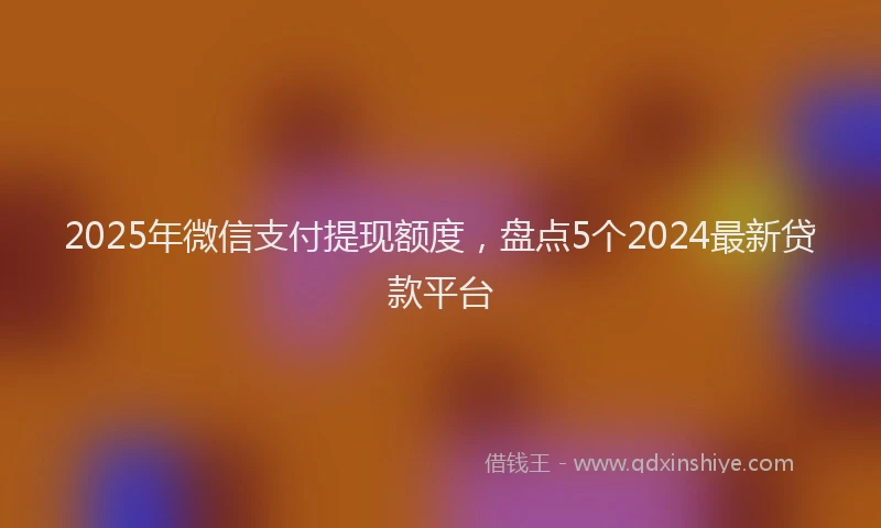 2025年微信支付提现额度，盘点5个2024最新贷款平台