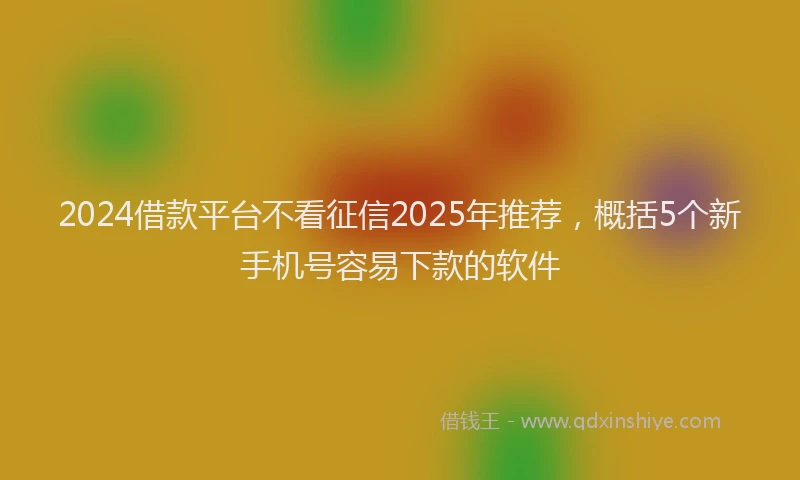 2024借款平台不看征信2025年推荐，概括5个新手机号容易下款的软件