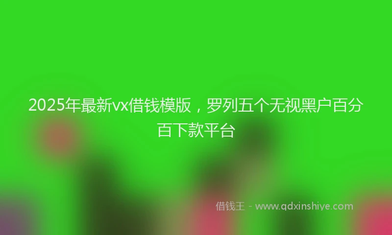 2025年最新vx借钱模版，罗列五个无视黑户百分百下款平台