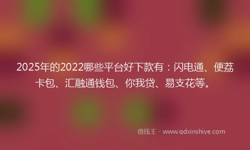 2025年的2022哪些平台好下款有：闪电通、便荔卡包、汇融通钱包、你我贷、易支花等。