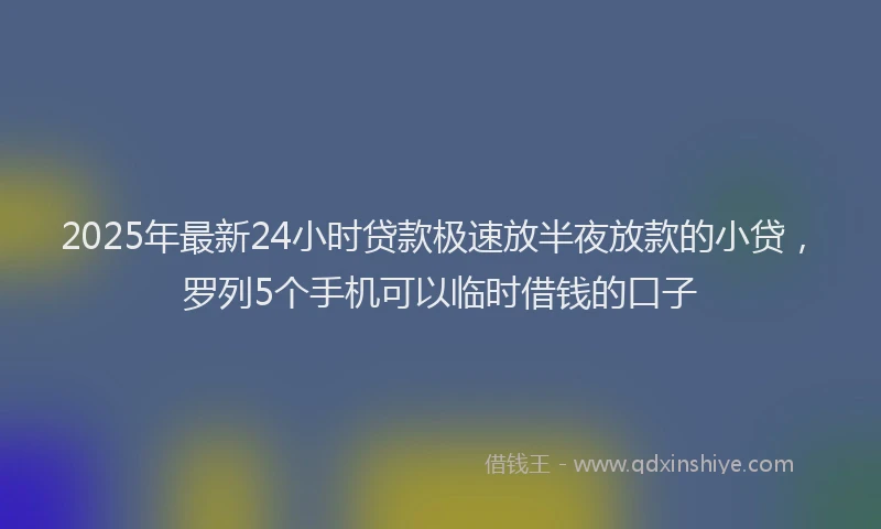 2025年最新24小时贷款极速放半夜放款的小贷，罗列5个手机可以临时借钱的口子