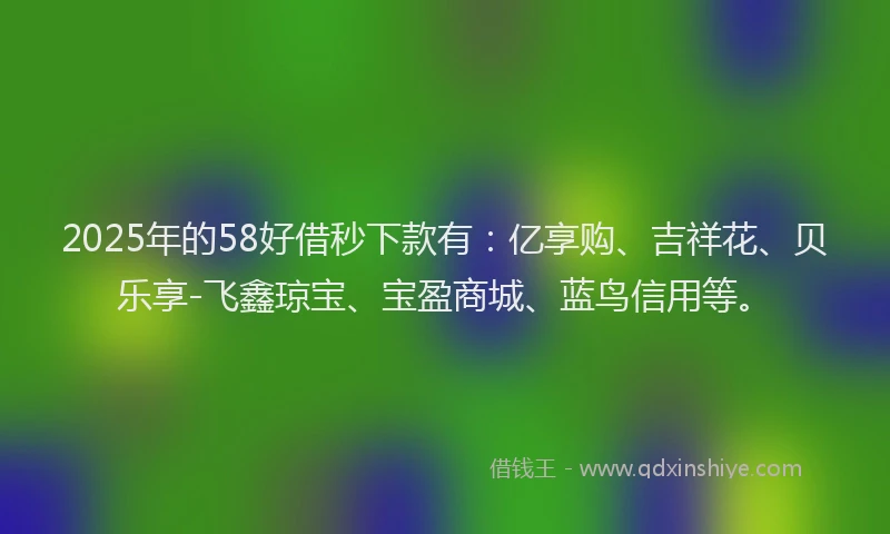 2025年的58好借秒下款有：亿享购、吉祥花、贝乐享-飞鑫琼宝、宝盈商城、蓝鸟信用等。
