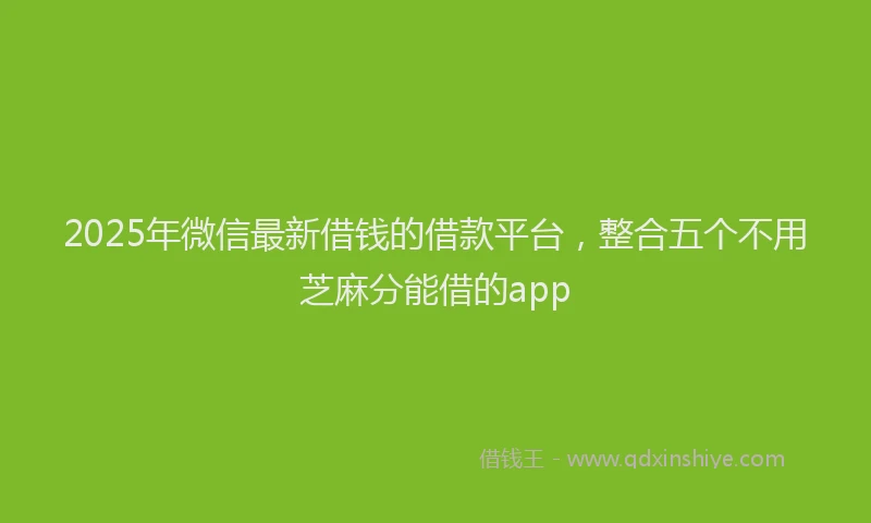 2025年微信最新借钱的借款平台，整合五个不用芝麻分能借的app