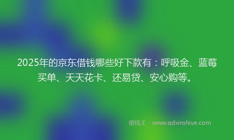 2025年的京东借钱哪些好下款有：呼吸金、蓝莓买单、天天花卡、还易贷、安心购等。