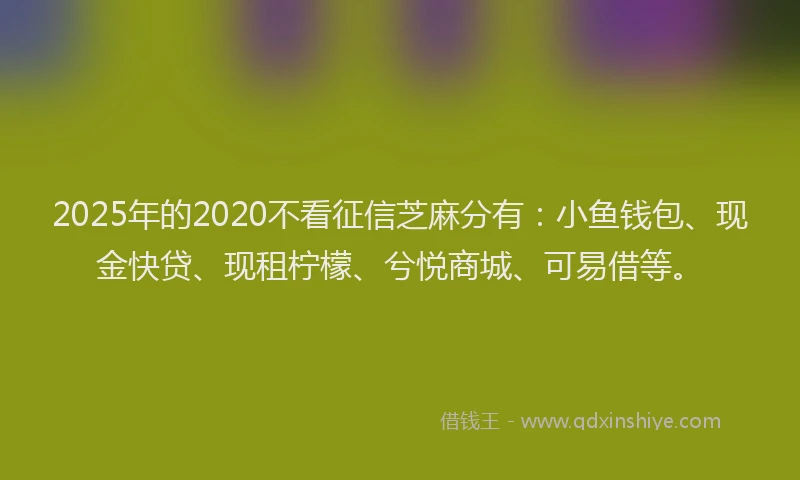 2025年的2020不看征信芝麻分有：小鱼钱包、现金快贷、现租柠檬、兮悦商城、可易借等。