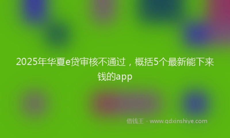 2025年华夏e贷审核不通过，概括5个最新能下来钱的app