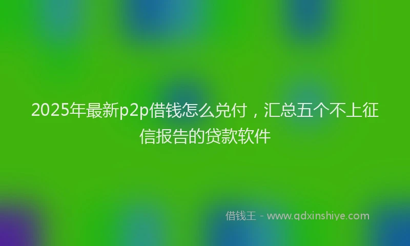 2025年最新p2p借钱怎么兑付，汇总五个不上征信报告的贷款软件