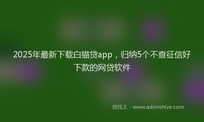2025年最新下载白猫贷app，归纳5个不查征信好下款的网贷软件