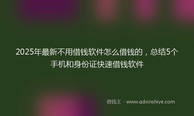 2025年最新不用借钱软件怎么借钱的，总结5个手机和身份证快速借钱软件