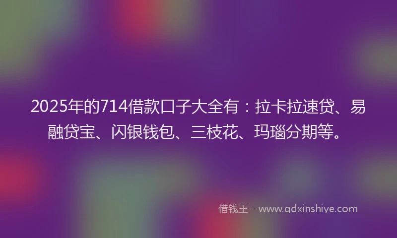 2025年的714借款口子大全有：拉卡拉速贷、易融贷宝、闪银钱包、三枝花、玛瑙分期等。