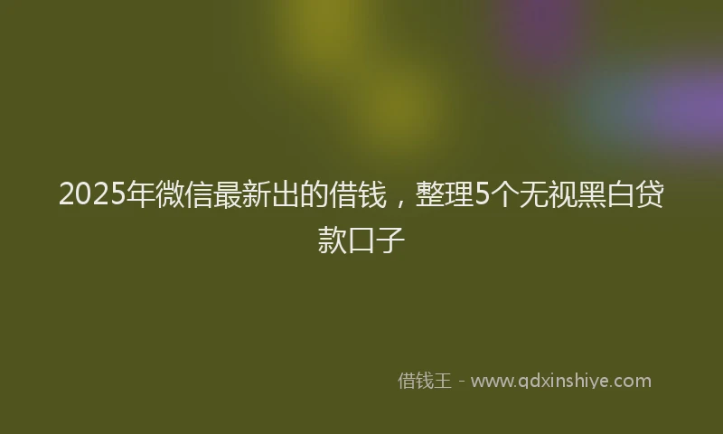 2025年微信最新出的借钱，整理5个无视黑白贷款口子