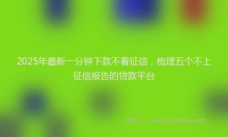 2025年最新一分钟下款不看征信，梳理五个不上征信报告的贷款平台
