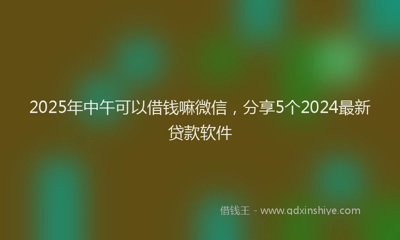 2025年中午可以借钱嘛微信，分享5个2024最新贷款软件