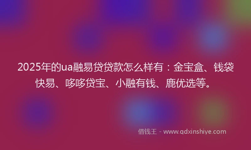 2025年的ua融易贷贷款怎么样有：金宝盒、钱袋快易、哆哆贷宝、小融有钱、鹿优选等。
