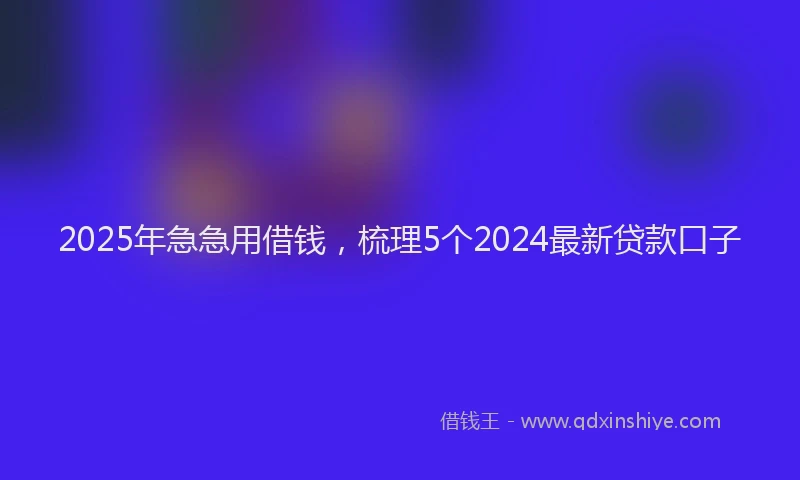 2025年急急用借钱，梳理5个2024最新贷款口子