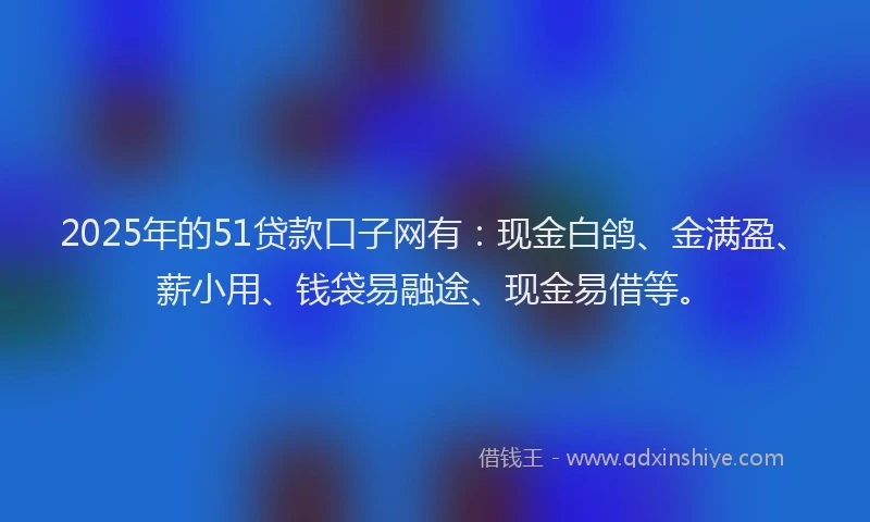 2025年的51贷款口子网有：现金白鸽、金满盈、薪小用、钱袋易融途、现金易借等。