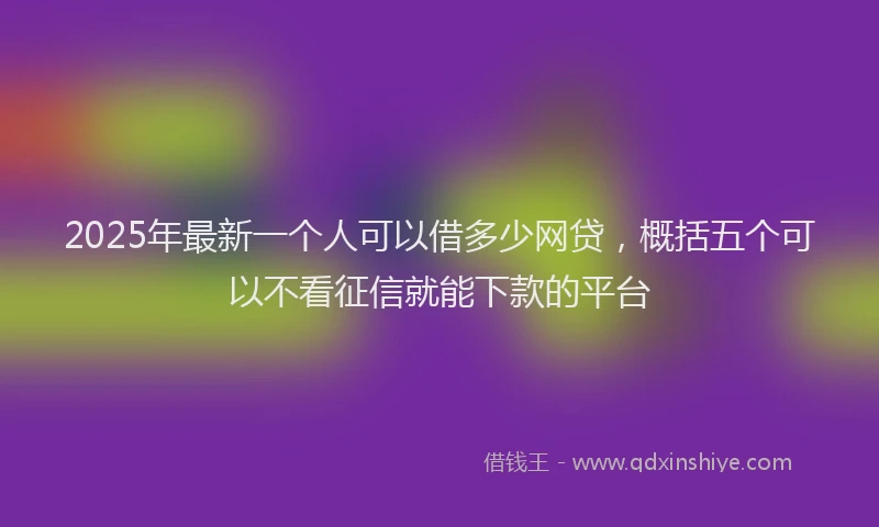 2025年最新一个人可以借多少网贷，概括五个可以不看征信就能下款的平台